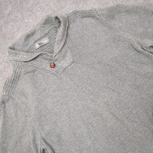 Eddie Bauer‎ Mens TXL Gray Shawl Collar Button Knit Sweater Pullover
